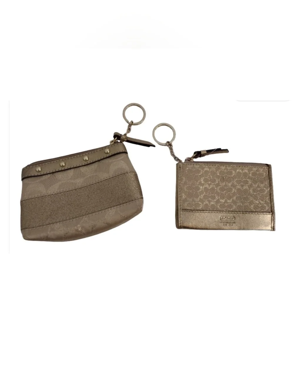 Vintage Y2K Coach Metallic Gold Wallet Lot Of 2 Key Ring Wallet Set Mcbling - Picture 1 of 7